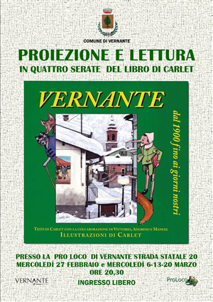 proiezione e lettura libnro Carlet su Vernante